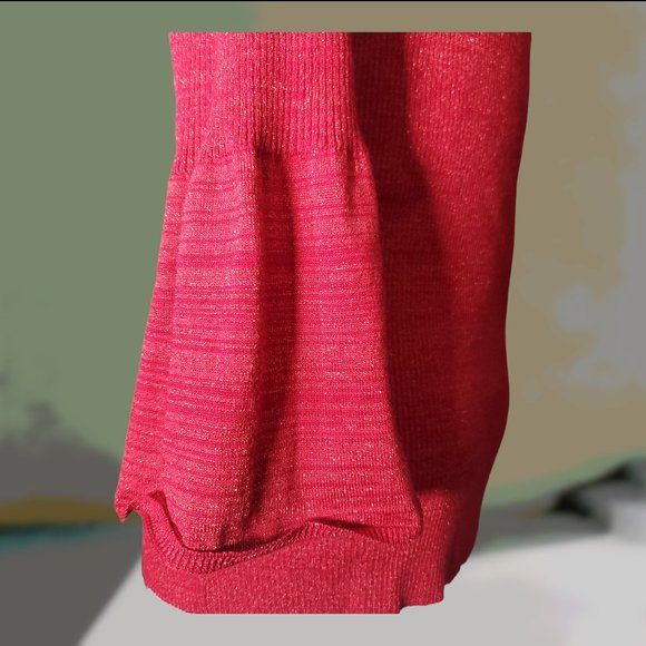 New Directions Sweater Tunic Blouse - Bell Sleeves - Red Sparkle Knit - Size L - Picture 5 of 9